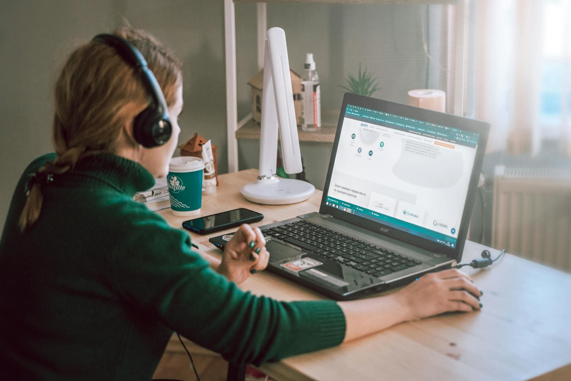 Woman working on laptop